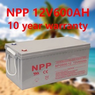 NPP Deep Cycle 12V 600AH Battery Solar สำหรับไฟ Work From Farm สตูดิโอถ่ายสด กลางสวน 10 ปีประกัน ส่ง