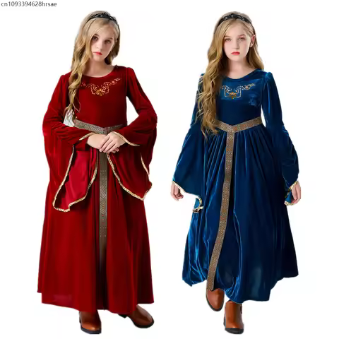Girls Medieval Renaissance 17th Century Dress for Girls Children Costume Vintage Cosplay Princess Ou