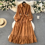 Váy Bohemian Váy Đi Biển Cho Nữ Tay Bồng Thêu Ren Váy Công Chúa Dài Ôm Vừa Vặn Váy Công Sở Mùa Đông