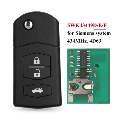 jingyuqin 3BTN Flip Car Remote Key Fob For Mazda 5WK43449D /5WK43449E /5WK43449F 434MHz M2 Demio M3 