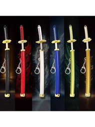 1入組隨機顏色迷你玩具武士刀鑰匙圈，傢俱裝飾武器模型玩具，金屬武器劍鑰匙圈鑰匙圈