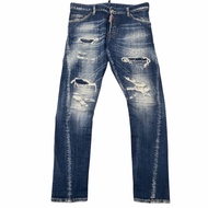 【已審核並改進】成色極佳 □ DSQUARED2 Dsquared 23SS S74LB1265 性感扭結牛仔褲 做舊牛仔褲 靛藍色 48碼 正品男士