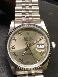 特價 二手港錶 港勞 古董機械錶勞力士 Rolex DateJust 16234 白鋼殼帶、銀色盤面羅馬數字面盤 錶徑36mm