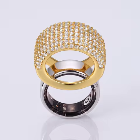 Customize Hot 18K Gold Plated Pave Smart Ring Cover Compatible with Oura Ring Gen 4/5 Gift for Women