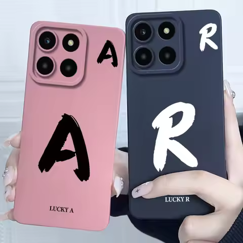 For Honor X8 5G / Honor X6 X6S 5G X6A X6B X6C 4G Case Initial Letter Silicone Soft Matte Cover Prote