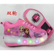 Kids Wheel Shoes Frozen Wheels Shoes Led Sport Shoes Kasut Roda Frozen Kasut Lampu Kasut Sukan