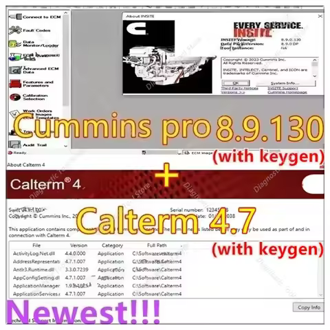 NEW FOR Cummin Insite 8.9 PRO Engine Diagnostic Software free Keygen+Calterm 4.7 MetaFiles v4.7.1.00