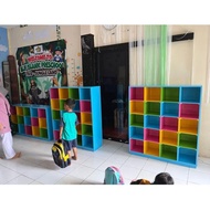 LOCKER TK SEKOLAH LOKER TAS BUKU LEMARI KAYU ANAK PAUD SCHOOL SD SMP WARNA WARNI RAK BUKU LACI PINTU
