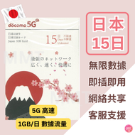 NTT Docomo - 日本【15日】4/5G 極高速 無限數據卡 上網卡 電話卡 旅行電話咭 Data Sim咭 (東京,大阪,鹿兒島,北海道等)