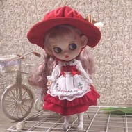 娃衣小布娃娃blythe衣服bjd洋裝6分愛麗絲紅色裙子
