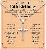 Happy 10th/11th/12th/13th/14th/15th/16th/17th/18th/21st Birthday Gifts for Girls Her, Cross Necklace