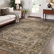 GENIMO 9x12 Area Rugs for Living Room, Machine Washable Low Pile Rugs, Non Slip Vintage Rug for Bedr