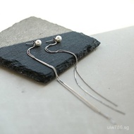 Pearl Pure Silver Korean Style Personality Versatile Tassel Ear Thread s925Simple Korean Long Earrin