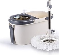 360 Degree Rotating Household Mop Bucket Rotating Water Free Hand Wash Wet and Dry Dual use Automatic Mop (Beige) Anniversary