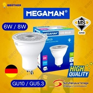 [SIRIM] Megaman LED GU10 /GU5.3 /MR16 Light Bulb 6W/8W 36º Track Light Bulb, Spot Light Bulb Mentol 