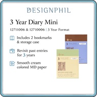 MIDORI 3 Year Diary Mini (Blue Purple & Beige) – Compact 3 Year Journal with MD Paper, 2 Lines Per D