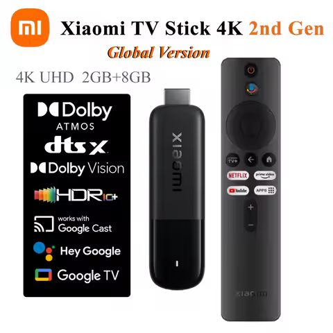 Xiaomi TV Stick 4K 2nd Gen Global Version 2GB RAM 8GB ROM Bluetooth WiFi 6 Dolby Vision TV Dongle St