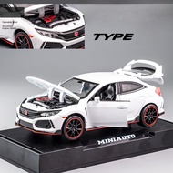 Honda Civic Type R Alloy Car Model 1:32 Display Pullback Metal Toy Car Simulation Automobile Model f