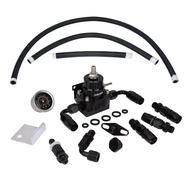 UJVF OSIAS Black Adjustable Fuel Pressure Regulator Kit AN 6 Fitting End 160 Psi
