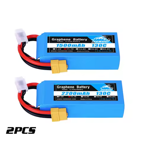 2PCS Yowoo Graphene Lipo 2S 3S 4S 6S Battery 2200mah 2600mah 1300mah 1500mah EC3 T XT60 Plug 130C RC