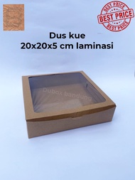 (5 pcs) DUS KUE 20x20x5 DUS KUE BROWNIES Laminasi dalam DUS KOTAK NASI DUS DONAT DUS MAKANAN KEKINIA