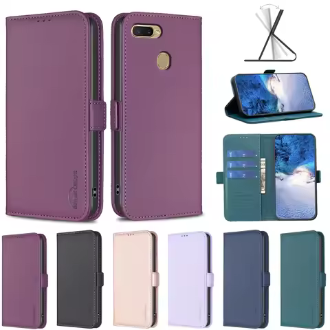 Leather Case for Oppo A7 A15 A16 A16S A54S A55 5G A54 4G A17 A38 4G A18 4G A57 4G A72 A52 A92 A74 4G
