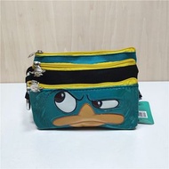 美國 DISNEY Perry the Platypus 飛哥與小佛 鴨嘴獸泰瑞 綠色帆布 收納袋 三件裝