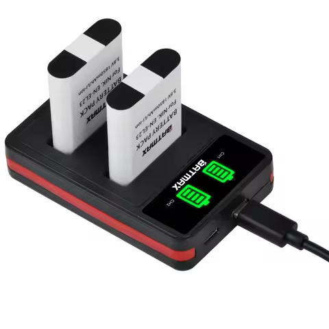 Batmax 1850mAh EN-EL23 EL23 Battery+LED USB Dual Charger with Type C port For Nikon COOLPIX P900, P6