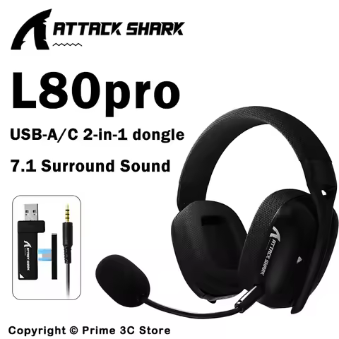 ATTACK SHARK L80PRO Wireless Gaming Headset 2.4G/BT/Wired Ultra-Light 40mm Drivers Low Latency Headp