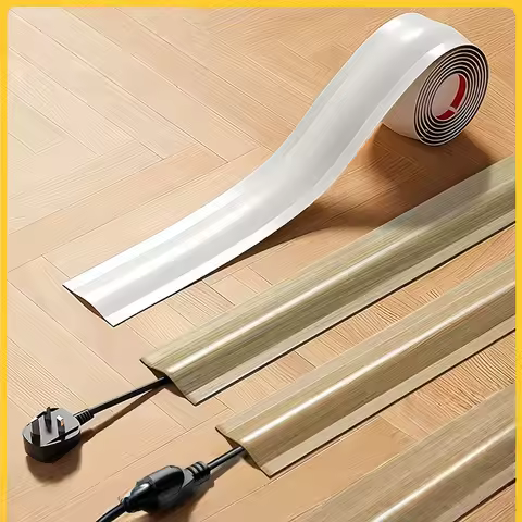 1pc 1m/39.37in PVC Floor Cable Protector Self Adhesive Wire Cover Flexible Cable Duct Cord Hider For