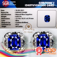 Natural Blue Saffire Ceylon Chusion Octagon Full Ds Up Clean Attractive+Memo SGR Lab