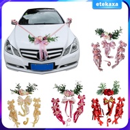 Pack of 9 Wedding Car Decorations Artificial Silk Flower Ribbon and Bows Ties Set Creative meniscus wedding car decoration