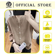 Áo sơ mi cổ tàu tay lỡ, kiểu dáng basic, phối màu trẻ trung chất liệu đũi mềm DVSM200
