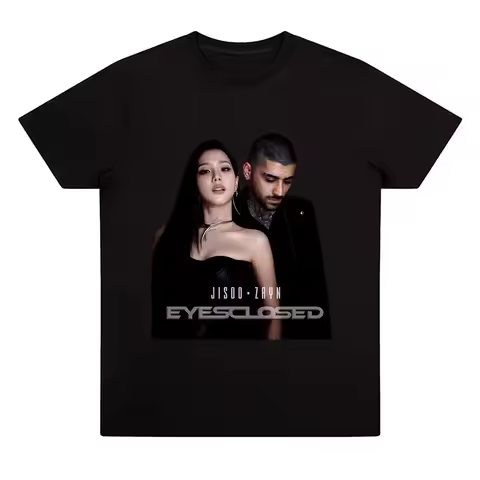 Jisoo and Zayn for Eyes Closed T-shirts Fashion Clothing Harajuku Unisex High Quality Clothes Cotton