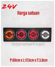 LAMPU REM STOP LAMP 4 LED BULAT BELAKANG VARIASI 24V UNIVERSAL TRUK