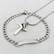 【777】2in1 Classic Cross Necklace for Men Women Stainless Steel Christ Faith