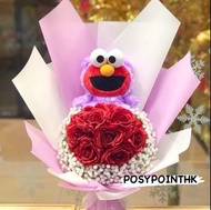 芝麻街ELMO自選公仔款式仿紅玫瑰公仔禮物花束L size