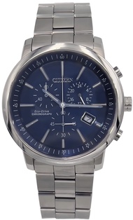 นาฬิกาข้อมือผู้ชาย CITIZEN Chronograph Eco-Drive รุ่น AT0490-54L ขนาดตัวเรือน 40 มม. หน้าปัดสีน้ำเงิน ตัวเรือน /สาย Stainless Steel สีเงิน