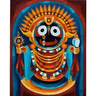 Jagannath Painting Indian Original Art Spiritual Artwork Oil Canvas 40 by 50 cm