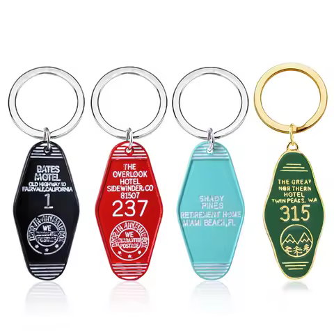 Classic TV Twin Peaks Keychain The Overlook Hotel 237 Logo Hotel Room Motel Metal Key Chain Men Acce
