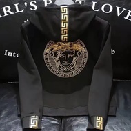 EAI3Y 2VERSACE444 Trendy Hooded Sweatshirt Men 2025 New Style Slim-fit Letter Sequin Embroidery Fash