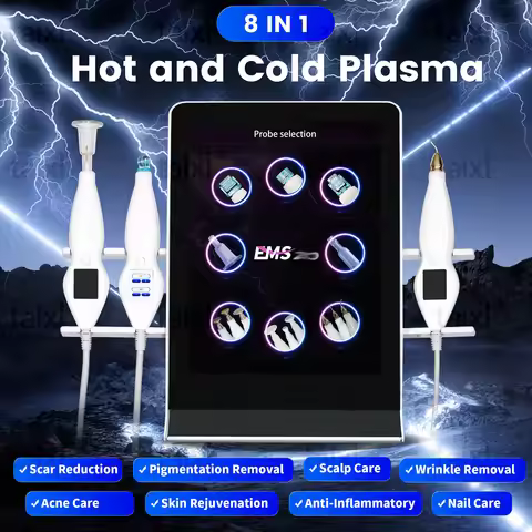 8-in-1 Plasma Beauty Machine Cold & Warm Ozone Anti-Aging Acne Scar Removal Skin Rejuvenation Device