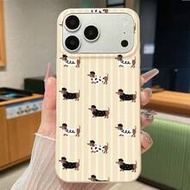 1 ชิ้น เคสโทรศัพท์ลายทางพื้นหลังลายสุนัขดัชชุนด์ หนัง TPU สีเบจ, ใช้ได้กับ IPhone 17, Air, 17 Pro, 1