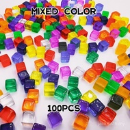 100 Mixed Colors token Square Acrylic Transparent Color Chip Board Game Mark 8mm, 9.9 Free Shipping 