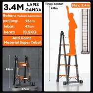 3.4M Multifunction Telescopic Ladder Stainless Steel