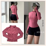 HERSIGN Set đồ tập gym nữ Bộ quần áo thể thao nữ chạy bộ đạp xe Áo khoác dài tay SMIXA26N12