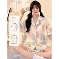 baju tidur sexy nipis baju tidur seksi Piyama lengan pendek bersaiz kapas wanita dengan bantal dada