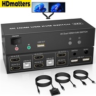 Dual Monitor HDMI KVM Switch 4K 60Hz 2 Port USB HDMI 2.0 KVM Switcher 2 In 2 Out Mixed Display 2 Monitors 2 Computer PC Laptop