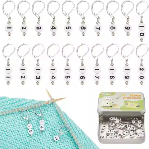 Number Stitch Markers, Acrylic Crochet Stitch Marker Locking Stitch Marker with Iron Crochet Leverba