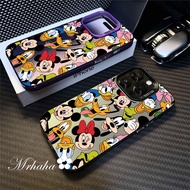 MrHaha เคสสำหรับ OPPO A18 A38 A17 A16 A15 A58 A57 A54 A53 A94 A93 A7 A5S A3S OPPO Reno 5 5G การ์ตูน Mickey Mouse ฟิล์มคู่ปิดกรอบเลนส์ฝาหลังป้องกันเคสโทรศัพท์ตก